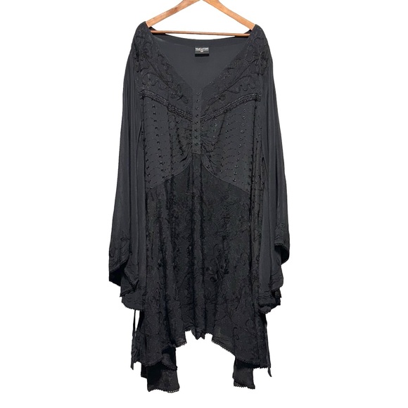 HOLYCLOTHING Black Gothic Fairycore Boho Ethereal Lace Dress 5X - Picture 3 of 12